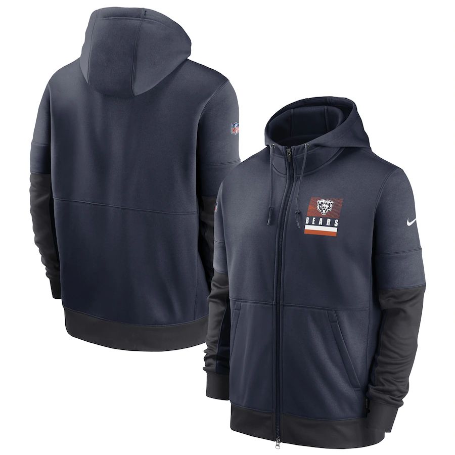Chicago Bears Nike Sideline Impact Lockup Performance Full-Zip Hoodie Navy Chicago Bears Nike Sideline Impact Lockup Performance Full-Zip Hoodie Navy