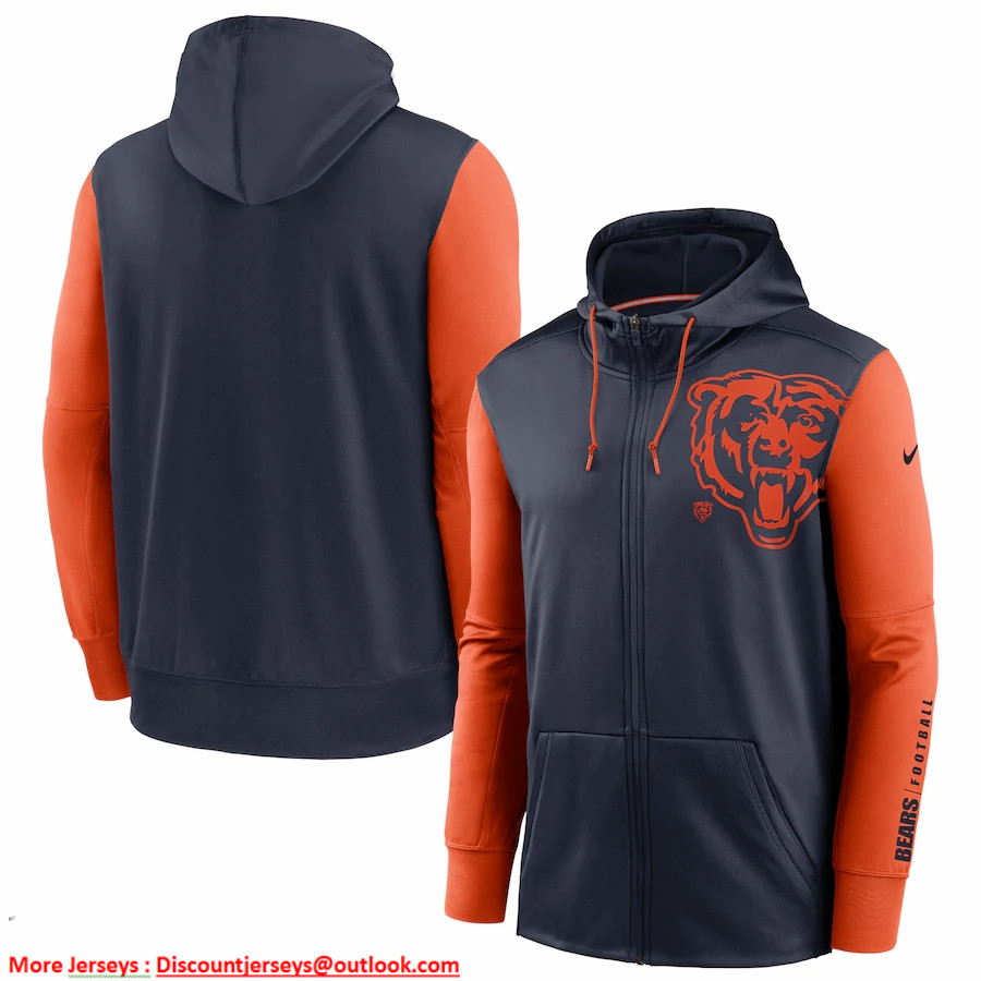 Chicago Bears Navy Orange Fan Gear Mascot Performance Full-Zip Hoodie