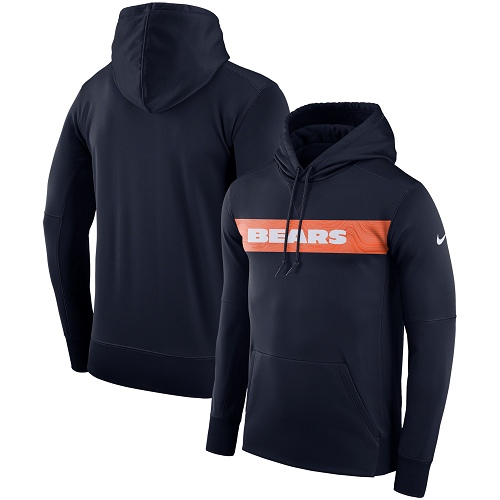 Men's Chicago Bears Nike Navy Sideline Team Performance Pullover Hoodie Men's Chicago Bears Nike Navy Sideline Team Performance Pullover Hoodie