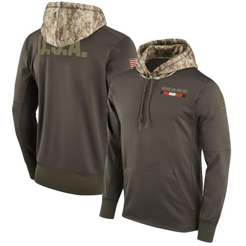 Men's Chicago Bears Nike Olive Salute to Service Sideline Therma Pullover Hoodie Men's Chicago Bears Nike Olive Salute to Service Sideline Therma Pullover Hoodie