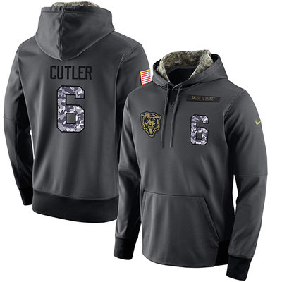 NFL Men's Nike Chicago Bears #6 Jay Cutler Stitched Black Anthracite Salute to Service Player Performance Hoodie NFL Men's Nike Chicago Bears #6 Jay Cutler Stitched Black Anthracite Salute to Service Player Performance Hoodie