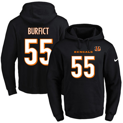 Nike Bengals #55 Vontaze Burfict Black Name & Number Pullover NFL Hoodie Nike Bengals #55 Vontaze Burfict Black Name & Number Pullover NFL Hoodie