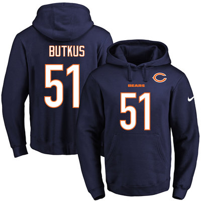 Nike Bears #51 Dick Butkus Navy Blue Name & Number Pullover NFL Hoodie Nike Bears #51 Dick Butkus Navy Blue Name & Number Pullover NFL Hoodie