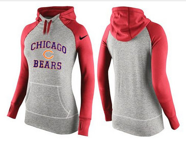 Women Nike Chicago Bears Performance Hoodie Grey & Red Women Nike Chicago Bears Performance Hoodie Grey & Red