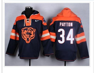 NEW Bears #34 Walter Payton Navy Blue Player Pullover NFL Hoodie