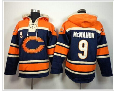 Chicago Bears #9 Jim McMahon Navy Blue Sawyer Hooded Sweatshirt NFL Hoodie