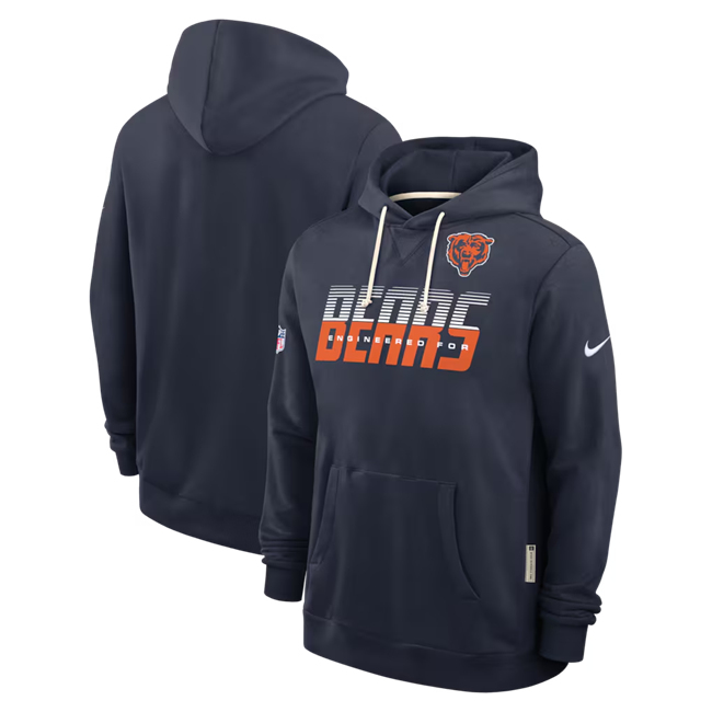 Men's Chicago Bears Navy Sideline Standard Issue Top Prospect Dri-FIT Hoodie Men's Chicago Bears Navy Sideline Standard Issue Top Prospect Dri-FIT Hoodie