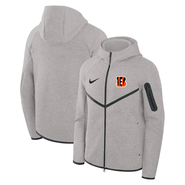 Men's Cincinnati Bengals Gray Tech Fleece Full-Zip Windrunner Hoodie Men's Cincinnati Bengals Gray Tech Fleece Full-Zip Windrunner Hoodie