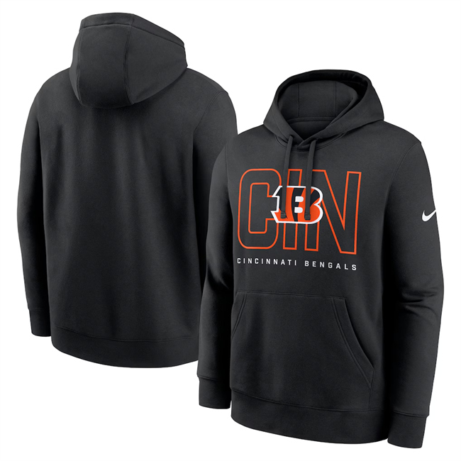 Men's Cincinnati Bengals Black Busted Play Club Fleece Pullover Hoodie Men's Cincinnati Bengals Black Busted Play Club Fleece Pullover Hoodie