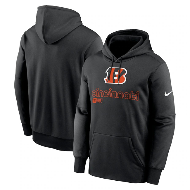 Men's Cincinnati Bengals Black Performance Pullover Hoodie Men's Cincinnati Bengals Black Performance Pullover Hoodie