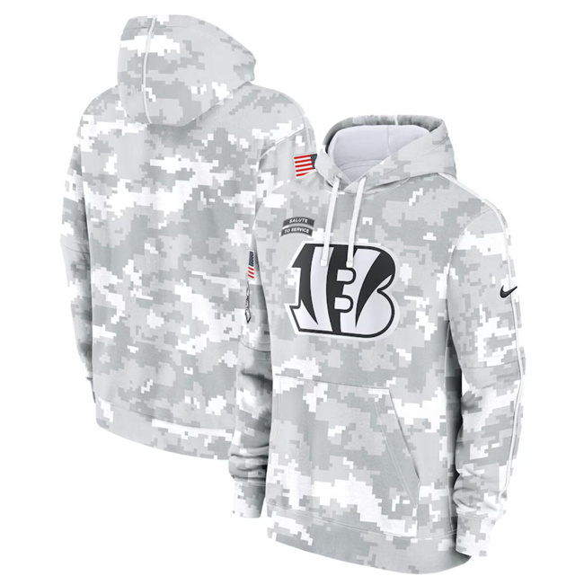 Men's Cincinnati Bengals 2024 Arctic Camo Salute To Service Club Fleece Pullover Hoodie Men's Cincinnati Bengals 2024 Arctic Camo Salute To Service Club Fleece Pullover Hoodie