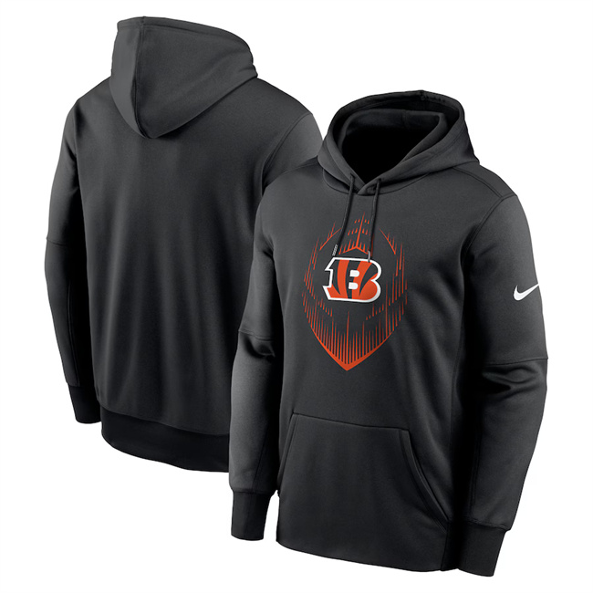 Men's Cincinnati Bengals Black Icon Performance Pullover Hoodie Men's Cincinnati Bengals Black Icon Performance Pullover Hoodie