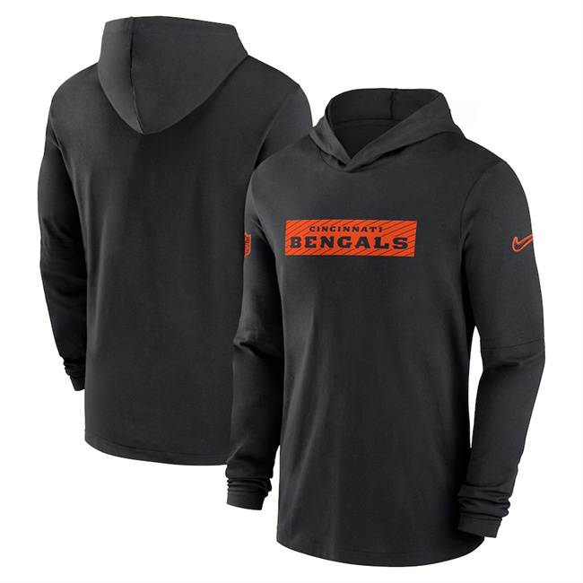 Men's Cincinnati Bengals Black Sideline Performance Hoodie Men's Cincinnati Bengals Black Sideline Performance Hoodie