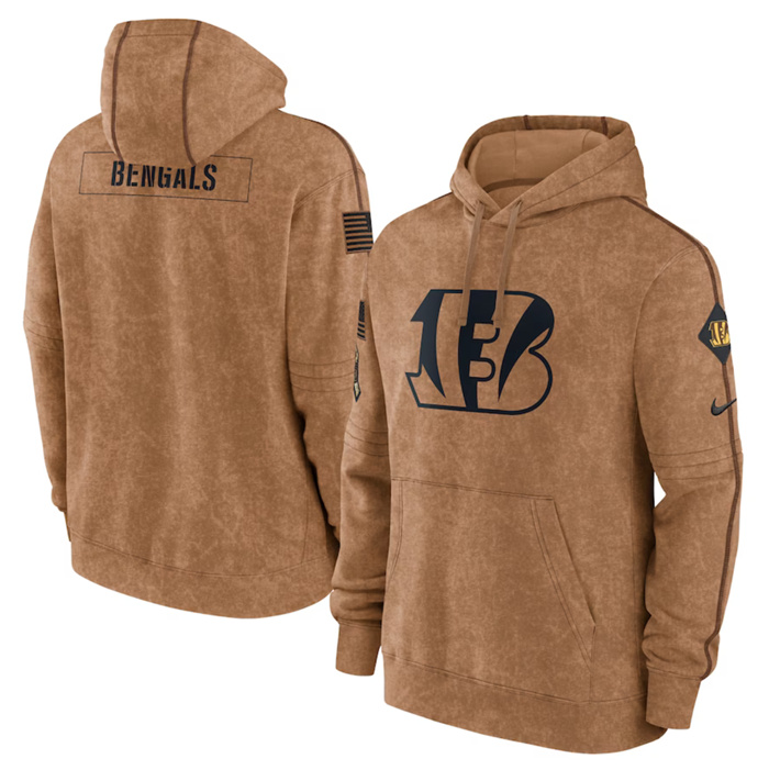 Men's Cincinnati Bengals 2023 Brown Salute To Service Pullover Hoodie Men's Cincinnati Bengals 2023 Brown Salute To Service Pullover Hoodie