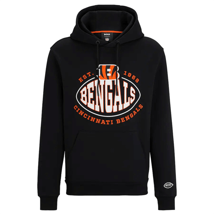 Men's Cincinnati Bengals Black BOSS X Touchback Pullover Hoodie Men's Cincinnati Bengals Black BOSS X Touchback Pullover Hoodie