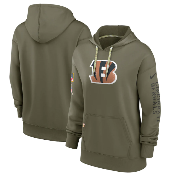 Women's Cincinnati Bengals 2022 Olive Salute To Service Therma Performance Pullover Hoodie(Run Small) Women's Cincinnati Bengals 2022 Olive Salute To Service Therma Performance Pullover Hoodie(Run Small)
