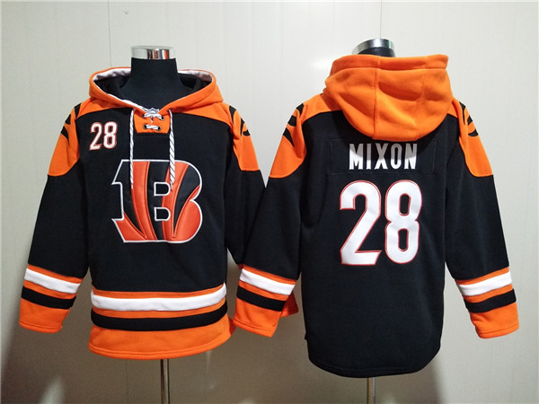 Men's Cincinnati Bengals #28 Joe Mixon Orange Black Ageless Must-Have Lace-Up Pullover Hoodie Men's Cincinnati Bengals #28 Joe Mixon Orange Black Ageless Must-Have Lace-Up Pullover Hoodie