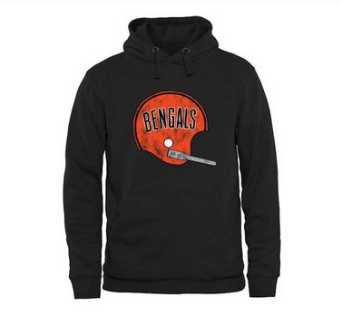 Men's Cincinnati Bengals Pro Line Black Throwback Logo Pullover Hoodie Men's Cincinnati Bengals Pro Line Black Throwback Logo Pullover Hoodie