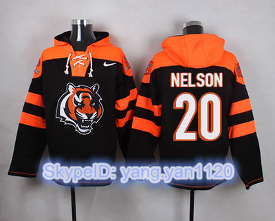 Nike Bengals #20 Reggie Nelson Black Player Pullover NFL Hoodie Nike Bengals #20 Reggie Nelson Black Player Pullover NFL Hoodie