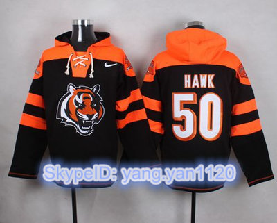 Nike Bengals #50 A.J. Hawk Black Player Pullover NFL Hoodie Nike Bengals #50 A.J. Hawk Black Player Pullover NFL Hoodie