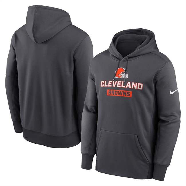 Men's Cleveland Browns Anthracite Toss Sweep Performance Pullover Hoodie Men's Cleveland Browns Anthracite Toss Sweep Performance Pullover Hoodie