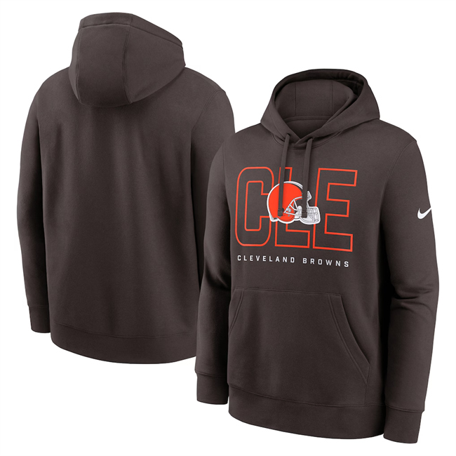 Men's Cleveland Browns Brown Busted Play Club Fleece Pullover Hoodie Men's Cleveland Browns Brown Busted Play Club Fleece Pullover Hoodie