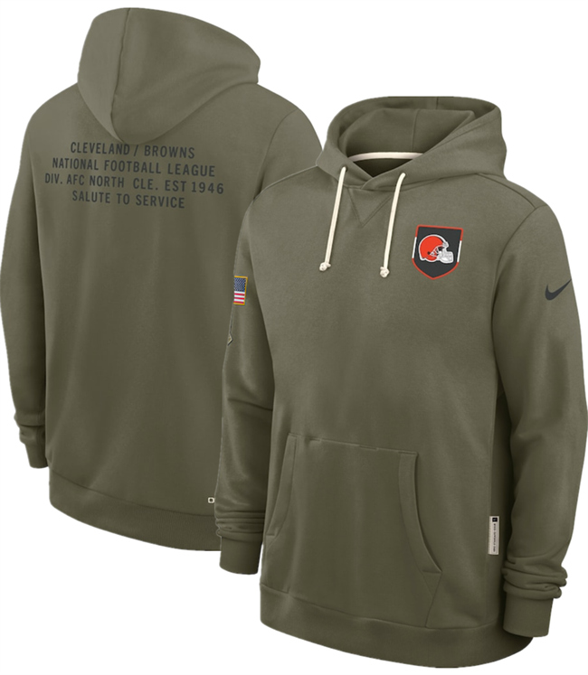 Men's Cleveland Browns Olive 2025 Salute to Service Pullover Hoodie Men's Cleveland Browns Olive 2025 Salute to Service Pullover Hoodie