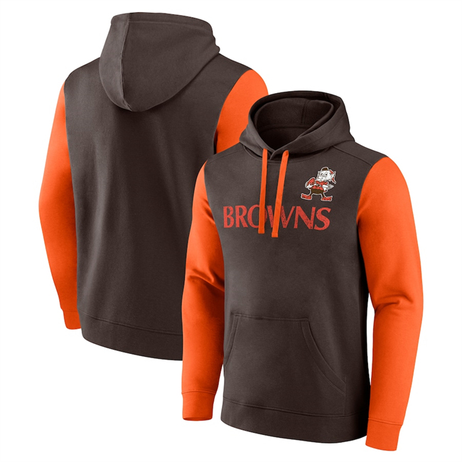 Men's Cleveland Browns Brown Orange Fleece Pullover Hoodie Men's Cleveland Browns Brown Orange Fleece Pullover Hoodie