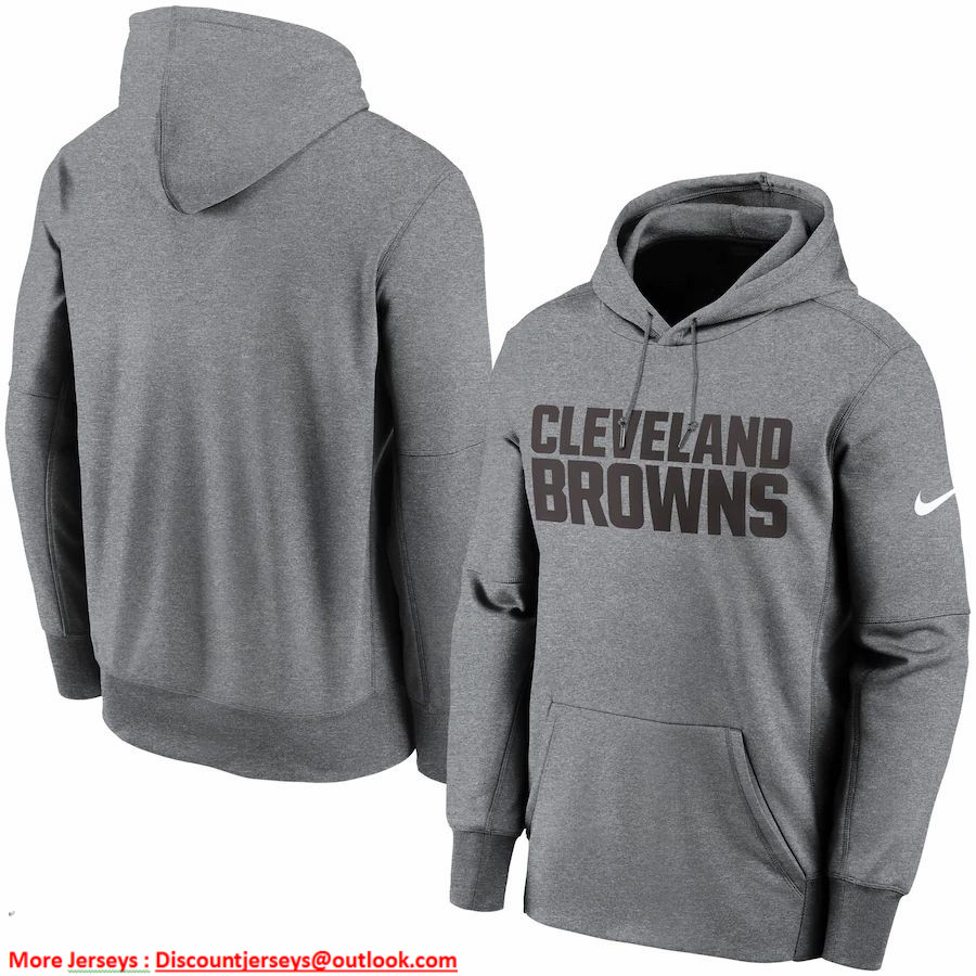 Cleveland Browns Nike Fan Gear Wordmark Performance Pullover Hoodie Heathered Charcoal