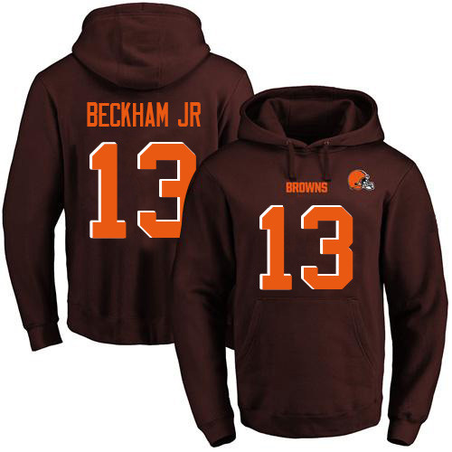Browns #13 Odell Beckham Jr Brown Name & Number Pullover Football Hoodie Browns #13 Odell Beckham Jr Brown Name & Number Pullover Football Hoodie