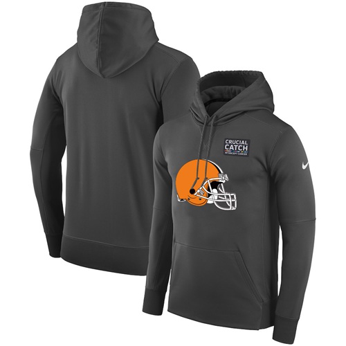 NFL Men's Cleveland Browns Nike Anthracite Crucial Catch Performance Pullover Hoodie NFL Men's Cleveland Browns Nike Anthracite Crucial Catch Performance Pullover Hoodie