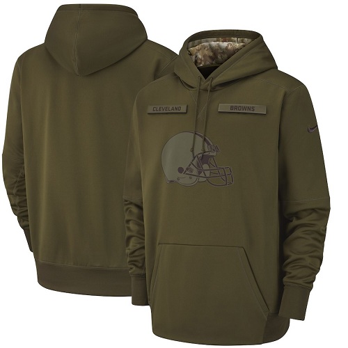 Men's Cleveland Browns Nike Olive Salute to Service Sideline Therma Performance Pullover Hoodie Men's Cleveland Browns Nike Olive Salute to Service Sideline Therma Performance Pullover Hoodie