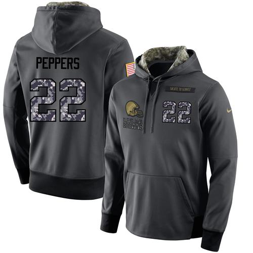 Nike Cleveland Browns #22 Jabrill Peppers Men's Stitched Black Anthracite Salute to Service Player Performance Hoodie Nike Cleveland Browns #22 Jabrill Peppers Men's Stitched Black Anthracite Salute to Service Player Performance Hoodie