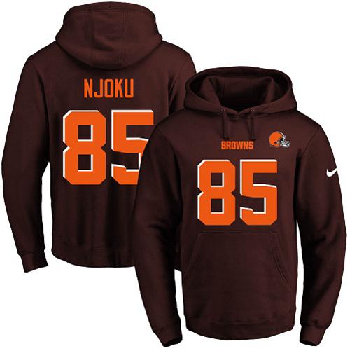 Nike Browns #85 David Njoku Brown Men's Name & Number Pullover NFL Hoodie