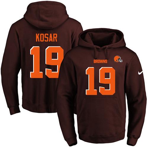 Nike Browns #19 Bernie Kosar Brown Name & Number Pullover NFL Hoodie Nike Browns #19 Bernie Kosar Brown Name & Number Pullover NFL Hoodie