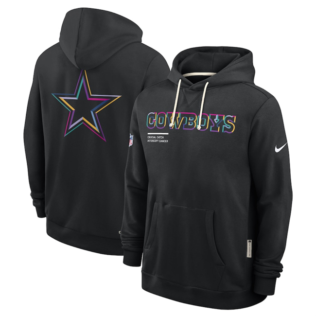 Men's Dallas Cowboys Black 2025 Crucial Catch Club Pullover Hoodie Men's Dallas Cowboys Black 2025 Crucial Catch Club Pullover Hoodie