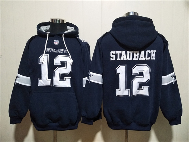 Men's Dallas Cowboys #12 Roger Staubach Navy Ageless Must-Have Lace-Up Pullover Hoodie Men's Dallas Cowboys #12 Roger Staubach Navy Ageless Must-Have Lace-Up Pullover Hoodie