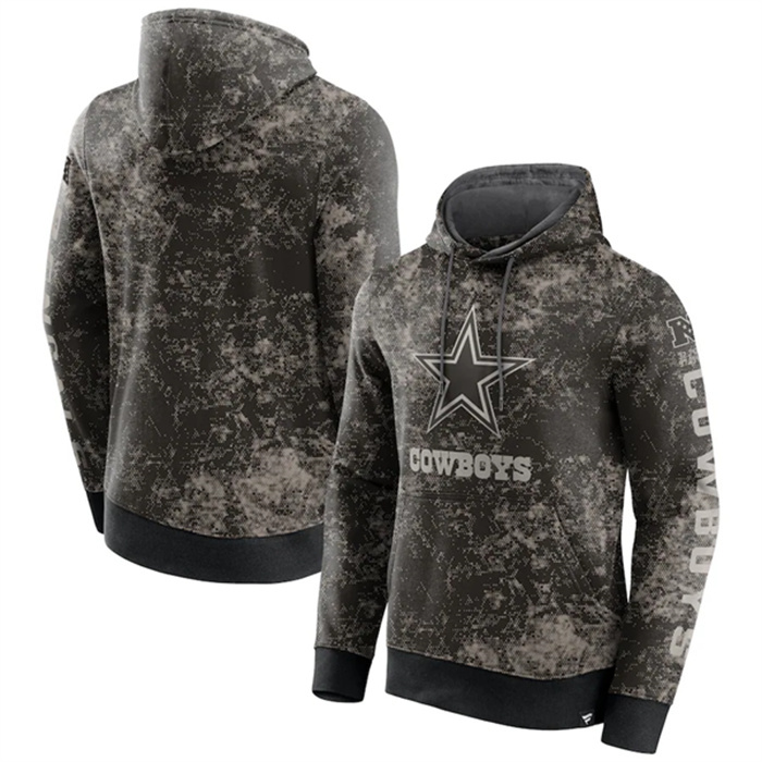 Men's Dallas Cowboys Black Gray Blackout Tonal Pullover Hoodie Men's Dallas Cowboys Black Gray Blackout Tonal Pullover Hoodie