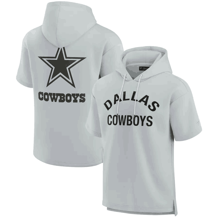 Men's Dallas Cowboys Gray Super Soft Fleece Short Sleeve Hoodie Men's Dallas Cowboys Gray Super Soft Fleece Short Sleeve Hoodie