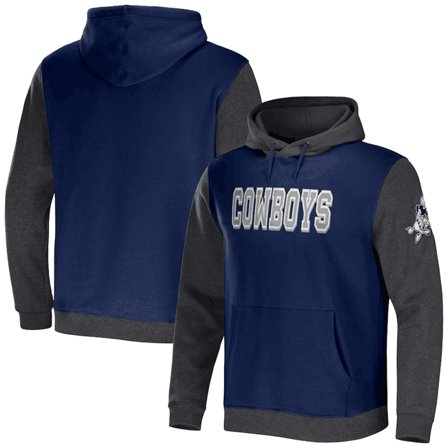 Men's Dallas Cowboys X Darius Rucker Collection Navy Charcoal Colorblock Pullover Hoodie Men's Dallas Cowboys X Darius Rucker Collection Navy Charcoal Colorblock Pullover Hoodie