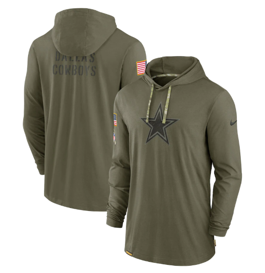 Men's Dallas Cowboys 2022 Olive Salute To Service Tonal Pullover Hoodie Men's Dallas Cowboys 2022 Olive Salute To Service Tonal Pullover Hoodie