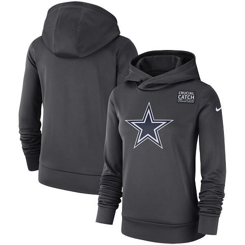 NFL Women's Dallas Cowboys Nike Anthracite Crucial Catch Performance Pullover Hoodie NFL Women's Dallas Cowboys Nike Anthracite Crucial Catch Performance Pullover Hoodie