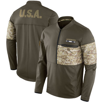 Nike Cowboys Olive Salute to Service Sideline Hybrid Half-Zip Pullover Jacket Nike Cowboys Olive Salute to Service Sideline Hybrid Half-Zip Pullover Jacket