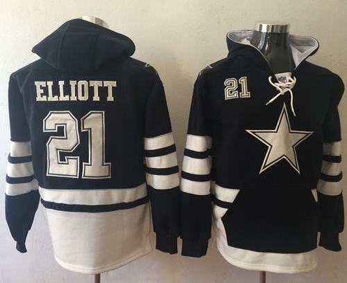 Nike Cowboys #21 Ezekiel Elliott Navy Blue White Name & Number Pullover NFL Hoodie Nike Cowboys #21 Ezekiel Elliott Navy Blue White Name & Number Pullover NFL Hoodie
