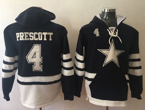 Nike Cowboys #4 Dak Prescott Navy Blue White Name & Number Pullover NFL Hoodie Nike Cowboys #4 Dak Prescott Navy Blue White Name & Number Pullover NFL Hoodie