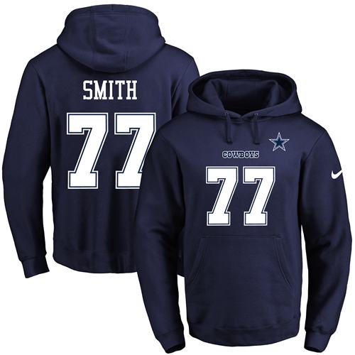 Nike Cowboys #77 Tyron Smith Navy Blue Name & Number Pullover NFL Hoodie Nike Cowboys #77 Tyron Smith Navy Blue Name & Number Pullover NFL Hoodie