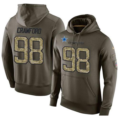 NFL Men's Nike Dallas Cowboys #98 Tyrone Crawford Stitched Green Olive Salute To Service KO Performance Hoodie NFL Men's Nike Dallas Cowboys #98 Tyrone Crawford Stitched Green Olive Salute To Service KO Performance Hoodie