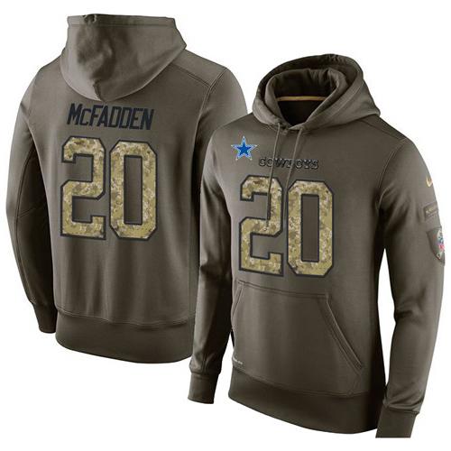 NFL Men's Nike Dallas Cowboys #20 Darren McFadden Stitched Green Olive Salute To Service KO Performance Hoodie NFL Men's Nike Dallas Cowboys #20 Darren McFadden Stitched Green Olive Salute To Service KO Performance Hoodie