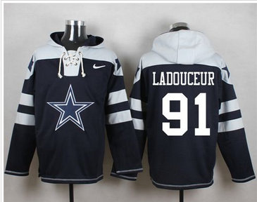 Nike Dallas Cowboys #91 L. P. Ladouceur Navy Blue Player Pullover NFL Hoodie Nike Dallas Cowboys #91 L. P. Ladouceur Navy Blue Player Pullover NFL Hoodie