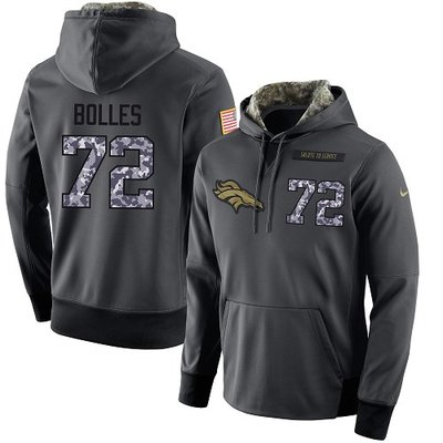 Nike Broncos #72 Garett Bolles Stitched Black Men's Anthracite Salute to Service Player Performance Hoodie